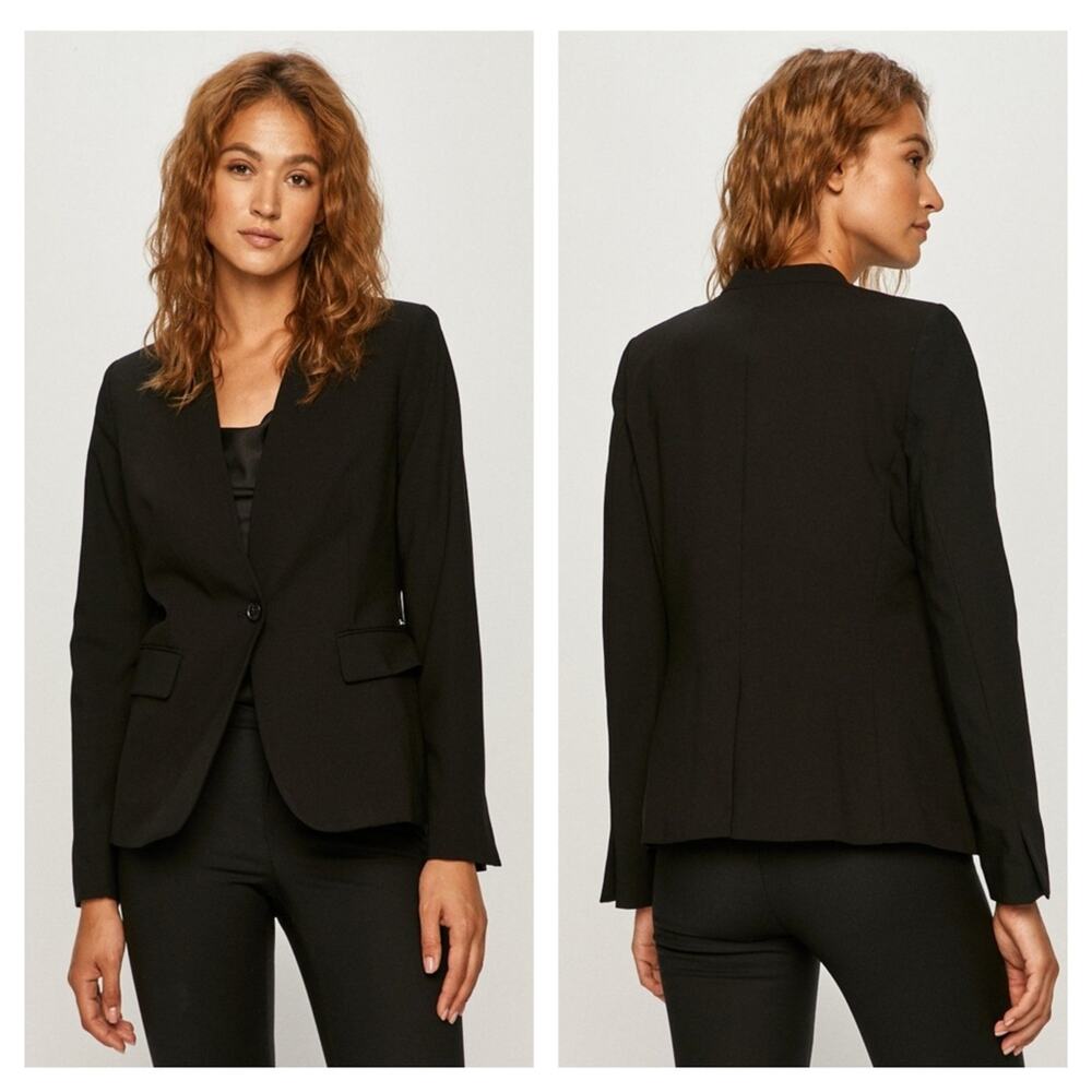 DKNY Collarless One Button Blazer Jacket
